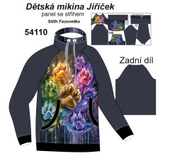 MOB F - Panel  - dětská mikina Jiříček (širší verze) - barevné tlapky Panel k ušití - výběr z variant materiálu