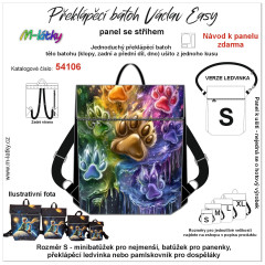 MOB Panel  batoh Václav Easy - barevné tlapky panel se střihem na objednávku