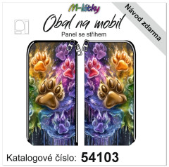 MOB Panel - obal na mobil Petr - barevné tlapky - náš tisk na objednávku
