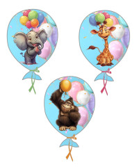 MOB Panel k ušití  - 3D dekorativní polštář velikost M - slon, žirafa, opice výběr z variant