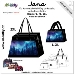 MOB Jana (kabelka/kosmetická taška, příruční zavazadlo, termotaška, cestovní taška)  L, XL, 2XL,3XL - les panel se střihem - fotonávod v popisu produktu