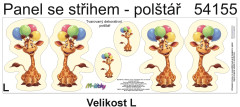 MOB Panel k ušití  - 3D dekorativní polštář velikost L - žirafa s balónky výběr z variant