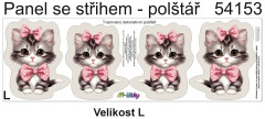 MOB Panel k ušití  - 3D dekorativní polštář velikost L - kočka s růžovou mašlí výběr z variant