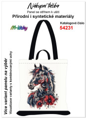 MOB Nákupní taška - kůň s květy panel se střihem náš tisk na objednávku