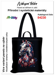 MOB Nákupní taška kůň s květy panel se střihem náš tisk na objednávku