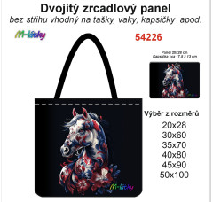 MOB Dvojitý zrcadlový panel - výběr z rozměrů - kůň s květy