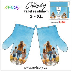 MOB Kuchyňské rukavice chňapky(chňapka) - matka, dcera a syn Panel se střihem - fotonávod v popisu produktu