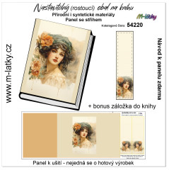 MOB Panel - nastavitelný obal na knihu + bonus záložka do knihy - vintage dáma tisk na objednávku