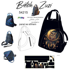 MOB B Panel batoh Zuzi střih Marcela Bednářová - lapač snů sova panel se střihem tisk na ob jednávku