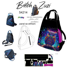 MOB B Panel batoh Zuzi střih Marcela Bednářová - sova panel se střihem tisk na ob jednávku