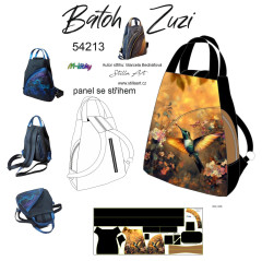 MOB B Panel batoh Zuzi střih Marcela Bednářová - kolibřík panel se střihem tisk na ob jednávku