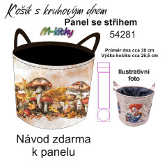 MOB Panel k ušití - košík s kruhovým dnem - houby Kočárkovina - fotonávod v popisu produktu