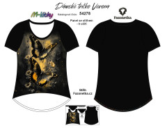 MOB F - Panel se střihem - dámské tričko Verona - motýli Digitální tisk m-látky - výběr z variant  střih Fazonetka