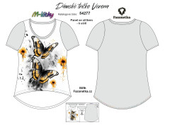 MOB F - Panel se střihem - dámské tričko Verona - motýli Digitální tisk m-látky - výběr z variant  střih Fazonetka