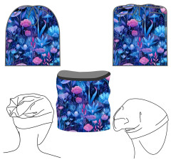 OB UNI Homeless čepice Star/Klasic - nákrčník fantasy květy Panel se střihem - náš tisk na objednávku