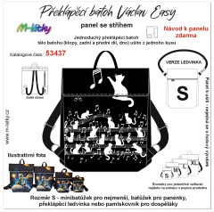 MOB Panel  batoh Václav Easy -  kočky v notách panel se střihem na objednávku