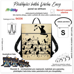 MOB Panel  batoh Václav Easy - kočky v notách panel se střihem na objednávku