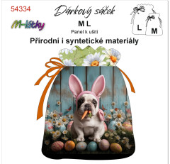 MOB Dárkový sáček velikonoční francouzský buldoček - panel se střihem náš tisk na objednávku - výběr z variant
