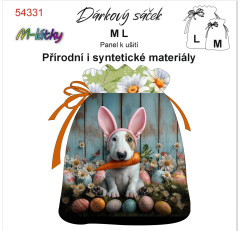 MOB Dárkový sáček velikonoční bulteriér - panel se střihem náš tisk na objednávku - výběr z variant