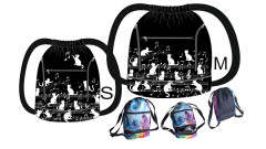 MOB B Panel sportovní stahovací vak (batoh) s dvojitým dnem OZZY kočky v notách fotonávod v popisu produktu - výběr z rozměrů