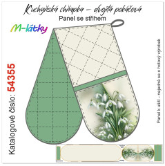 MOB Kuchyňská chňapka(chňapky) dvojitá pekáčová - sněženky Panel se střihem - fotonávod v popisu produktu