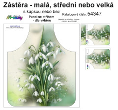 MOB Panel k ušití  - Zástěra sněženky malá, střední,velká - s kapsou nebo bez - výběr z variant a materiálů