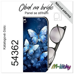 MOB Panel - obal na brýle - modří motýli tisk na objednávku