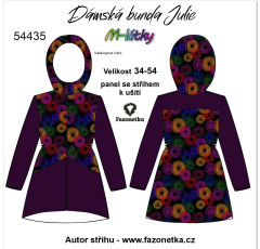 MOB F - Panel se střihem dámská bunda Julie - barevné spirály Digitální tisk m-látky - výběr z variant  střih Fazonetka