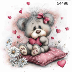 OB Panel bez střihu - plyšový medvěd se srdíčkem a kopretinami tisk na objednávku výběr z rozměrů a materiálů