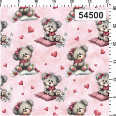 OB Metráž medvědi se srdíčky a kopretinami náš tisk na objednávku – výběr z materiálů