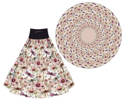 OB Panel kolová sukně  - malované vážky tisk na objednávku – výběr z rozměrů průměr od 60 do 145 cm a  materiálů