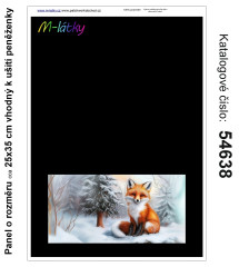 MOB Panel  o rozměru 25x35 cm - vhodný na ušití peněženky - Liška v zimním lese výběr z variant materiálu - vlastní sublimační tisk na objednávku