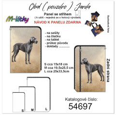 MOB Panel se střihem - obal Jarda -  na sešity, čtečku, tablet a další - německá doga fotonávod v popisu produktu - výběr z rozměrů