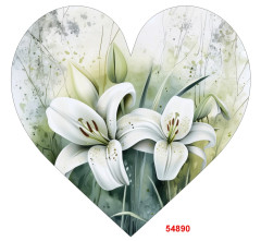 OB Panel k ušití tvarovaný dekorativní polštář srdce (přední strana) jarní kolekce bílé lilie výběr z variant