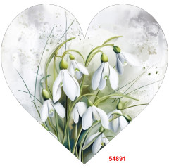 OB Panel k ušití tvarovaný dekorativní polštář srdce (přední strana) jarní kolekce sněženky výběr z variant