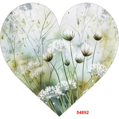 OB Panel k ušití tvarovaný dekorativní polštář srdce (přední strana) jarní kolekce bílé květy výběr z variant