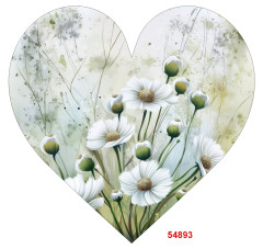 OB Panel k ušití tvarovaný dekorativní polštář srdce (přední strana) jarní kolekce bílé květy výběr z variant