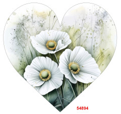 OB Panel k ušití tvarovaný dekorativní polštář srdce (přední strana) jarní kolekce bílé máky výběr z variant