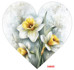 OB Panel k ušití tvarovaný dekorativní polštář srdce (přední strana) jarní kolekce narcisy výběr z variant