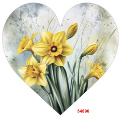 OB Panel k ušití tvarovaný dekorativní polštář srdce (přední strana) jarní kolekce narcisy výběr z variant