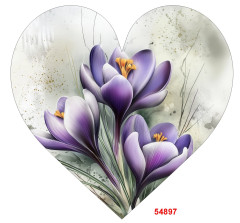 OB Panel k ušití tvarovaný dekorativní polštář srdce (přední strana) jarní kolekce krokusy výběr z variant