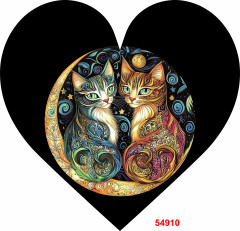 OB Panel k ušití tvarovaný dekorativní polštář srdce (přední strana) zamilované kočky výběr z variant