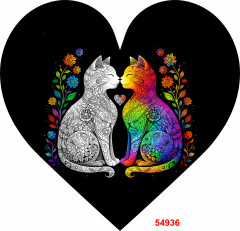 OB Panel k ušití tvarovaný dekorativní polštář srdce (přední strana) omlaovánky zamilované kočky výběr z variant