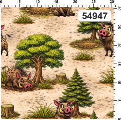 OB Metráž divočák Pepa (prase) náš tisk na objednávku – výběr z materiálů