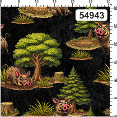 OB Metráž divočák Pepa (prase) náš tisk na objednávku – výběr z materiálů