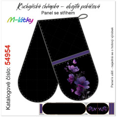 MOB Kuchyňská chňapka(chňapky) dvojitá pekáčová - fialové květy Panel se střihem - fotonávod v popisu produktu
