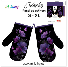 MOB Kuchyňské rukavice chňapky(chňapka) - fialové květy Panel se střihem - fotonávod v popisu produktu