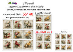 OB Set panelů nejen na patchwork vintage růže výběr z rozměrů a materiálů náš tisk na objednávku