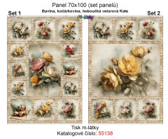 OB Set panelů nejen na patchwork vintage růže výběr z rozměrů a materiálů náš tisk na objednávku