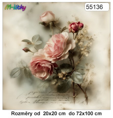 MOB Panel bez střihu  vintage růže tisk na objednávku výběr z rozměrů a materiálů